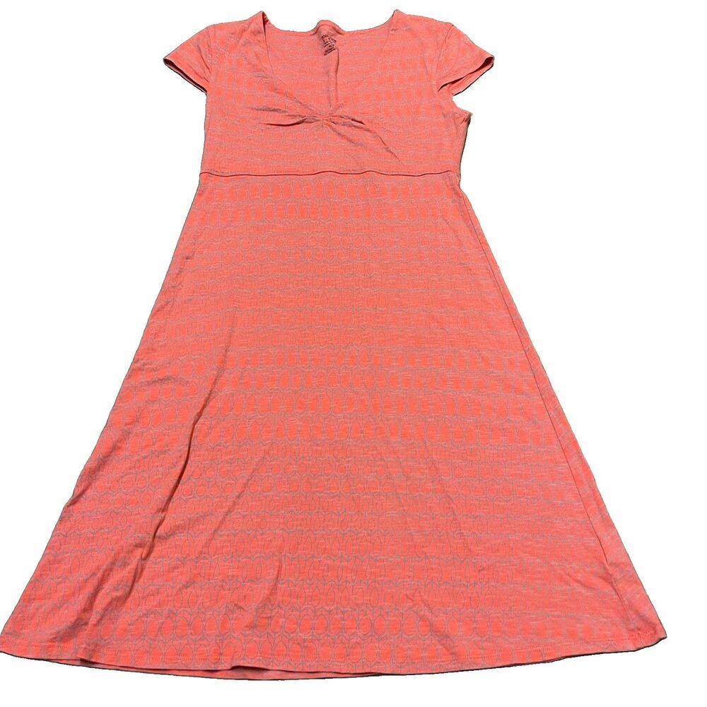 Toad & Co Rosemarie Dress XS Coral Pink Organic Cotton Knit V-Neck Summer Mini